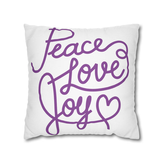 Peace Love Joy Purple On White Holiday Pillowcase, Festive Decor Pillow Case, Christmas Throw Pillow Cover, Winter Home Decor, Seasonal