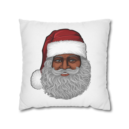 Big Kris Black Santa on White Pillowcase, Holiday Kris Kringle Cushion Cover, Festive Pillow Sham, Home Decor ,Winter, Christmas