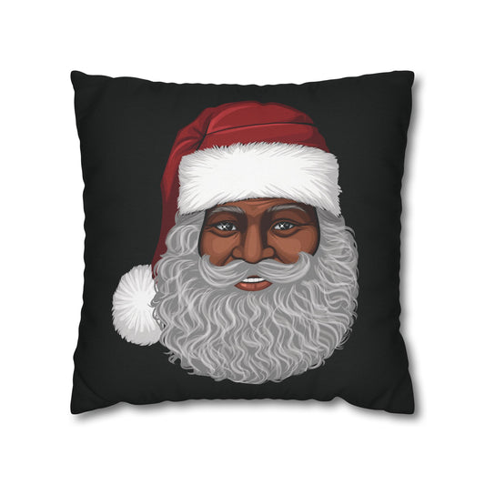 Big Kris Black Santa Black Pillowcase, Holiday Kris Kringle Cushion Cover, Festive Pillow Sham, Home Decor ,Winter, Christmas