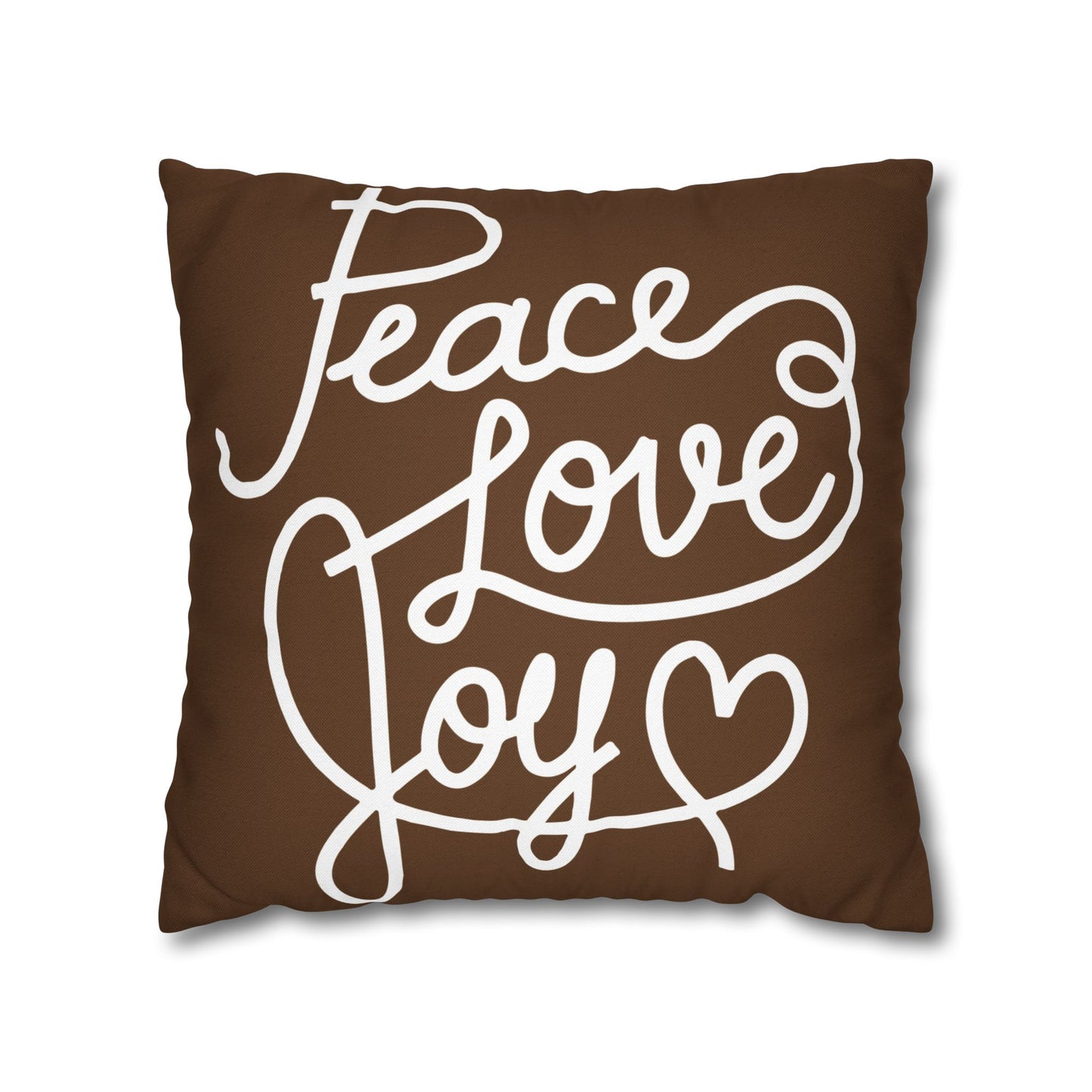 Peace Love Joy Brown Holiday Pillowcase, Festive Decor, Christmas Throw Pillow, Winter, Seasonal Decorative Pillow Cover