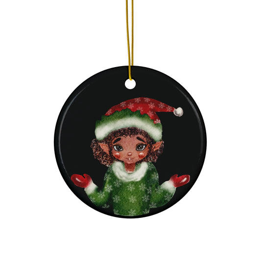 Black Elf Tree Ornament, Holiday Decoration, Christmas Ornament, Gift, Tree Decoration, Santa Claus Ornament