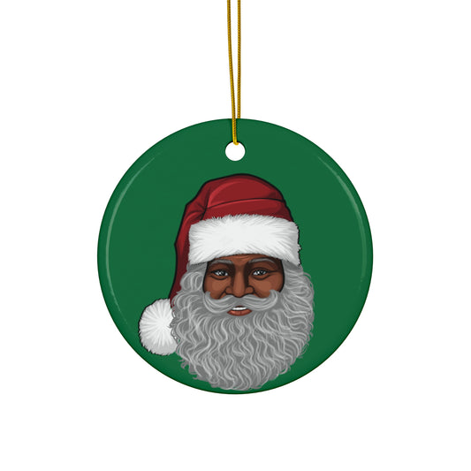 Big Kris Black Santa Tree Green Ornament, Holiday Decoration, Christmas Ornament, Gift, Tree Decoration, Santa Claus Ornament