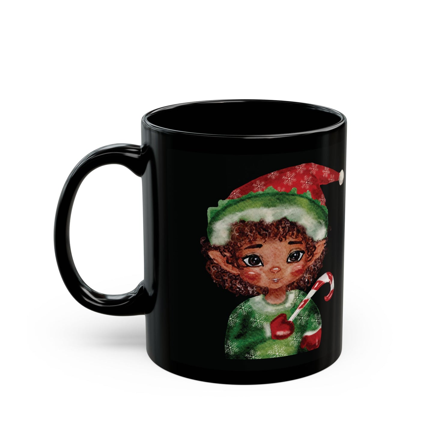 Believe in Your Elf Black Red White Mug, Christmas Coffee Cup, Holiday Gift for Elf Lovers, Cute Ceramic Mug, Festive Drinkware