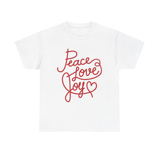 Peace, Love & Joy Unisex Tee, Christmas T-Shirt, Holiday Season Shirt, Festive Top, Winter Apparel