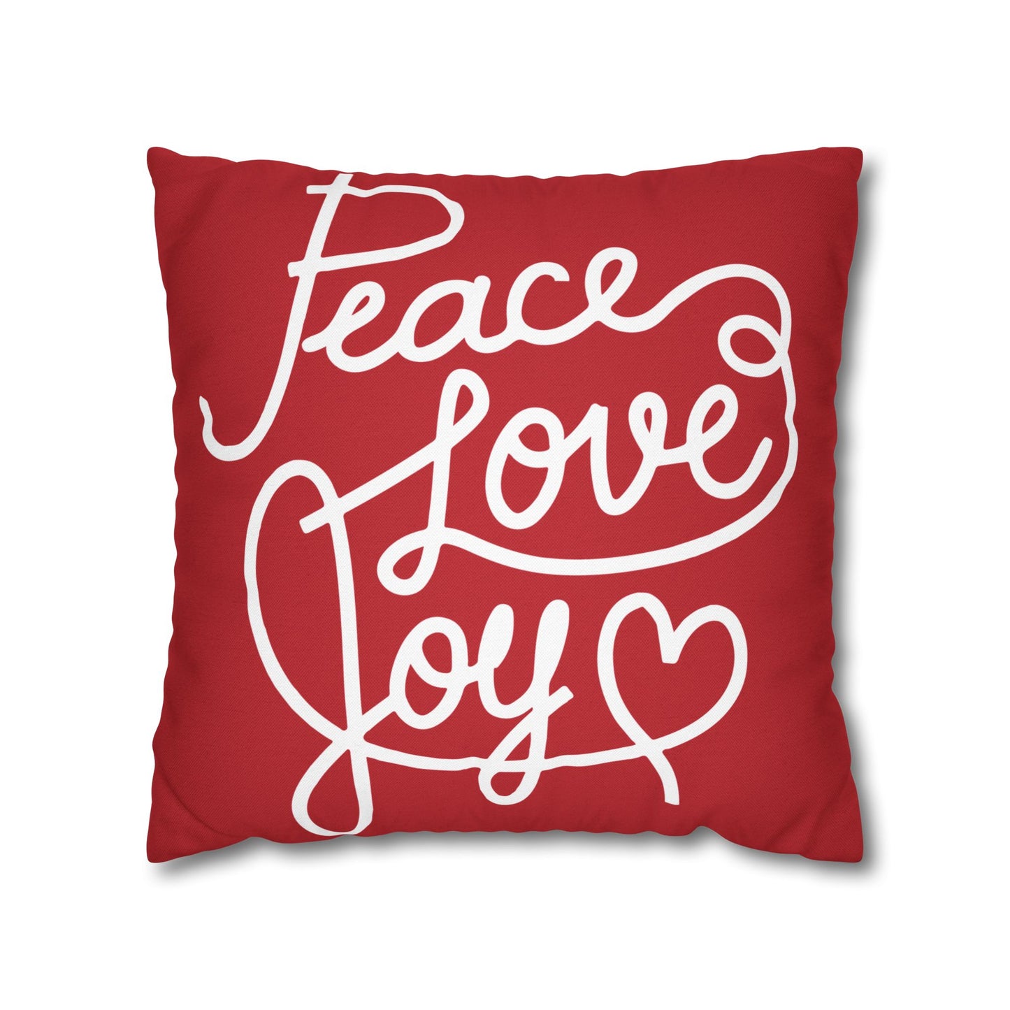 Peace Love Joy Red Holiday Pillowcase, Festive Decor, Christmas Throw Pillow, Winter, Seasonal Decorative Pillow Cover